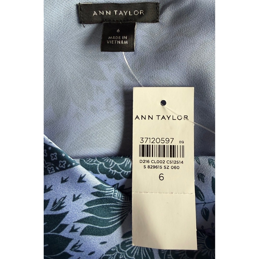 NWT Ann Taylor Size 6 Botanical Paisley Cowl Neck Midi Dress Blue Party Wedding - Picture 4 of 5